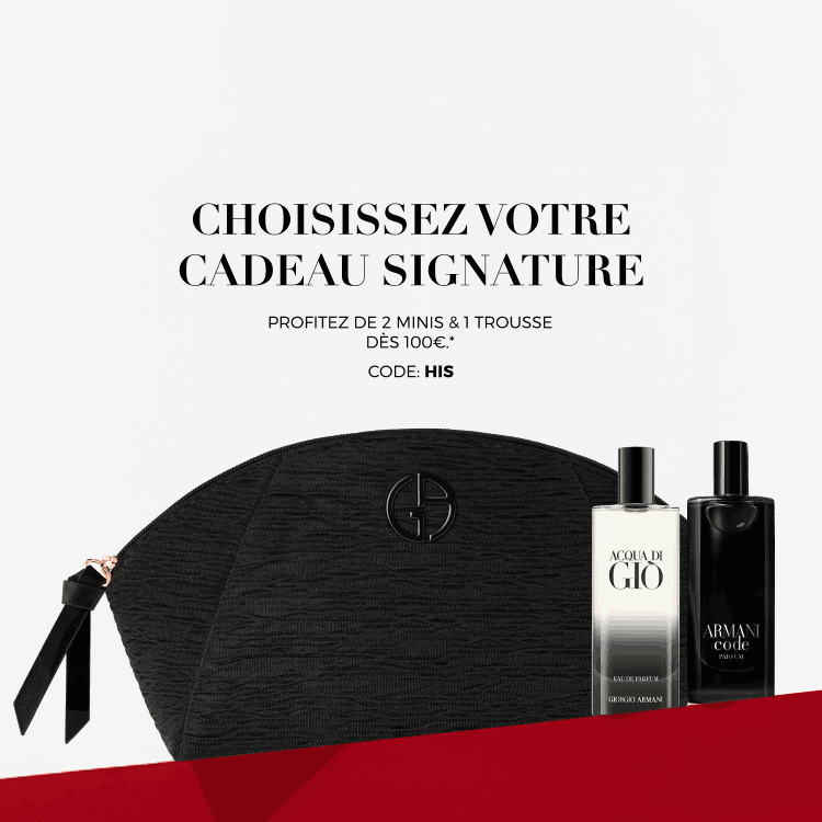One hand holds Si Passione, while the red counter displays ADGH PROFONDO EDP and a black pouch.