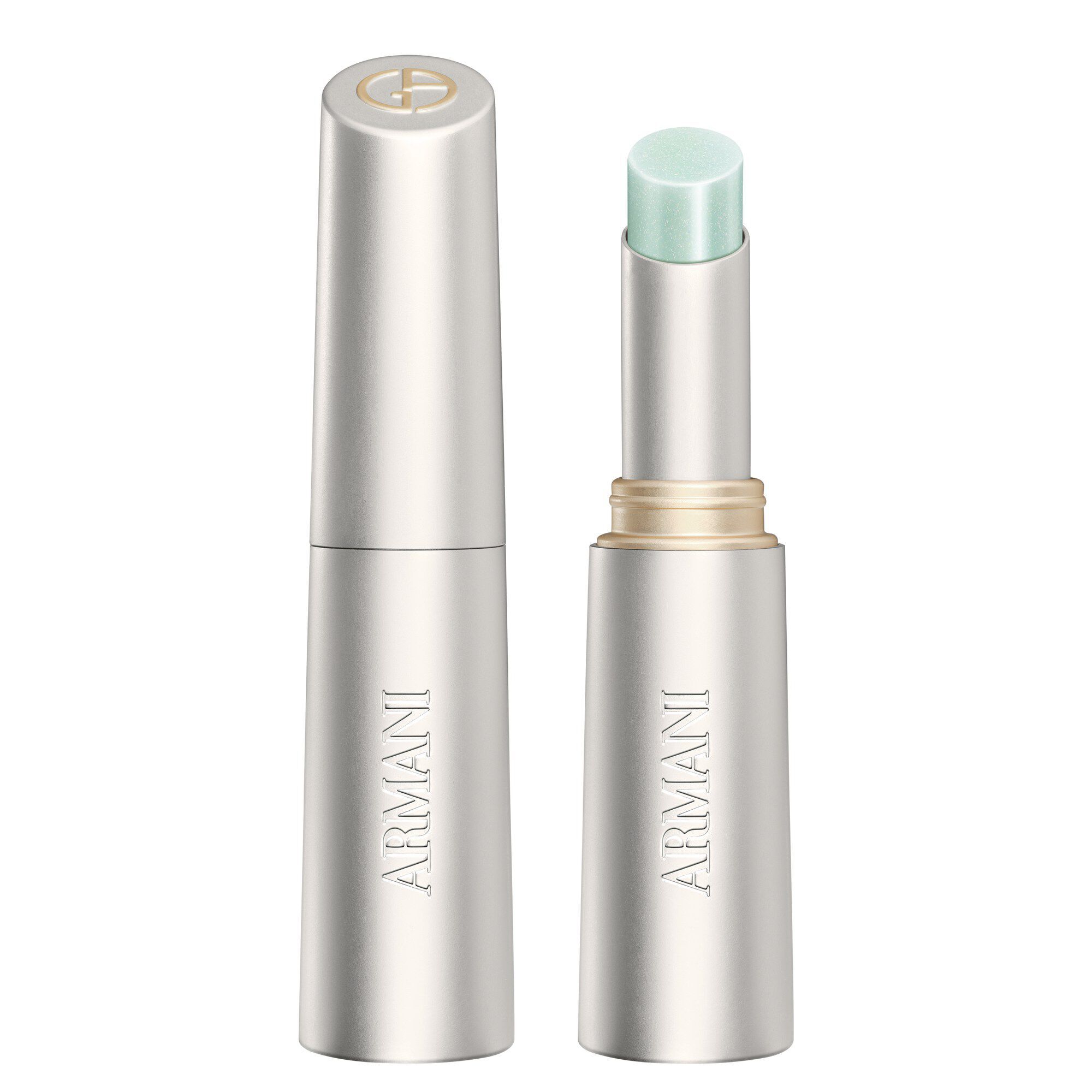 Armani Prisma Flash pakket, met elegante zilveren verpakking en iconisch GA -logo.