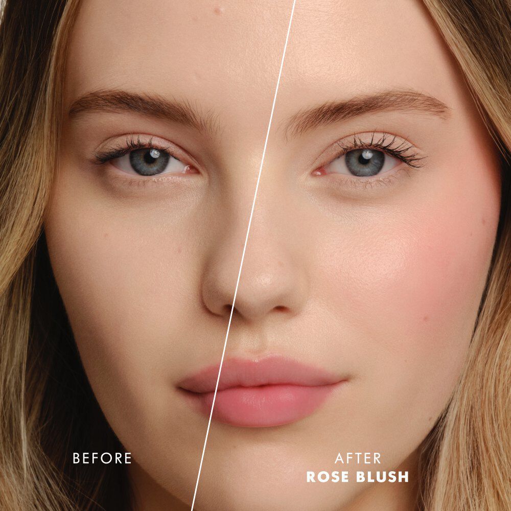 Voor- en naresultaat van ARMANI Beauty Dolci blush roze wangtint