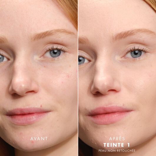 Before and After of the newly enhanced Armani beauty LUMINOUS SILK FOUNDATION